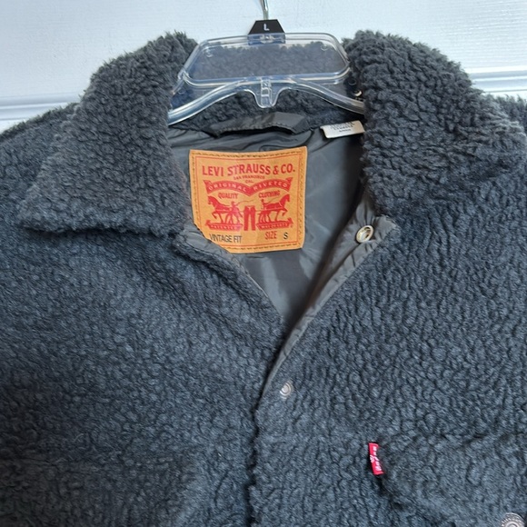Levi’s men’s black vintage fit Sherpa jacket size small - Picture 2 of 10